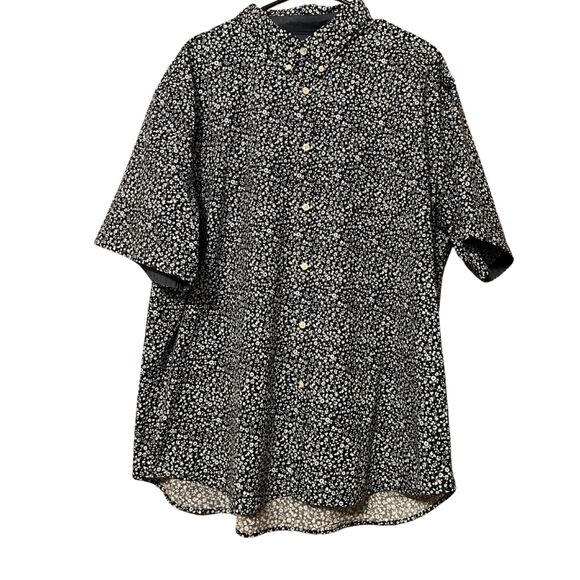 JACHS NEW YORK Men's Navy and White XXL Floral Short Sleeve Button Down - Picture 4 of 8